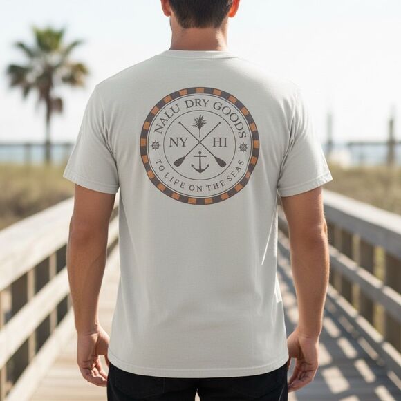 NALU Dry Goods Unisex T-Shirt Gray Surf Graphic Print Unisex NY & HI Size L - Picture 7 of 7